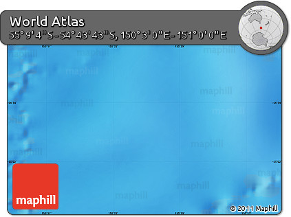 Physical Map of the Area around 54° 56' 24" S, 150° 31' 30" E