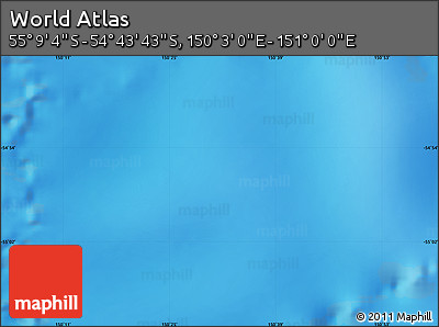 Physical Map of the Area around 54° 56' 24" S, 150° 31' 30" E