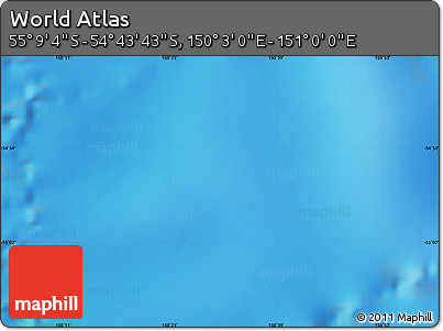 Physical Map of the Area around 54° 56' 24" S, 150° 31' 30" E