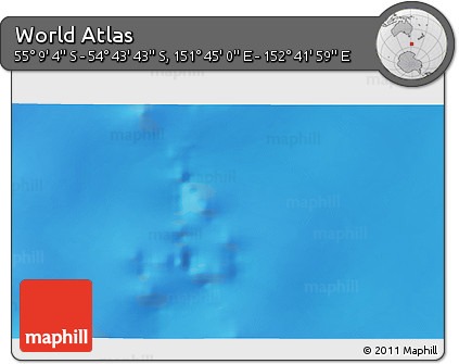 Physical 3D Map of the Area around 54° 56' 24" S, 152° 13' 29" E