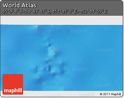 Physical 3D Map of the Area around 54° 56' 24" S, 152° 13' 29" E