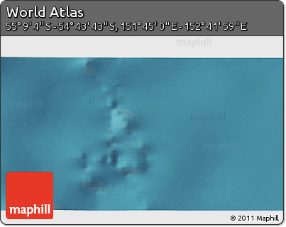 Satellite 3D Map of the Area around 54° 56' 24" S, 152° 13' 29" E