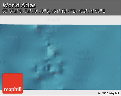 Satellite 3D Map of the Area around 54° 56' 24" S, 152° 13' 29" E