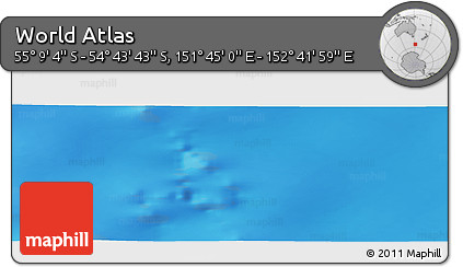 Physical Panoramic Map of the Area around 54° 56' 24" S, 152° 13' 29" E