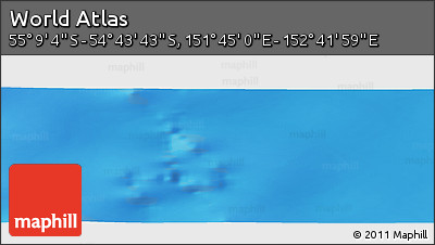 Physical Panoramic Map of the Area around 54° 56' 24" S, 152° 13' 29" E