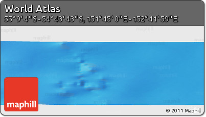 Physical Panoramic Map of the Area around 54° 56' 24" S, 152° 13' 29" E
