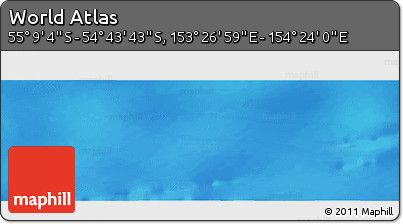 Physical Panoramic Map of the Area around 54° 56' 24" S, 153° 55' 30" E