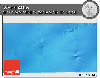 Shaded Relief 3D Map of the Area around 54° 56' 24" S, 157° 19' 29" E