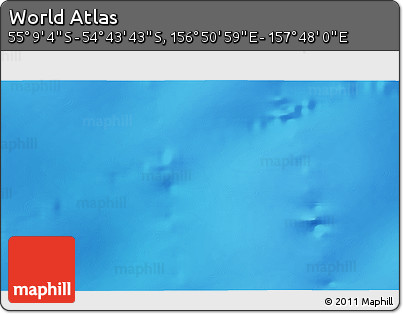Shaded Relief 3D Map of the Area around 54° 56' 24" S, 157° 19' 29" E