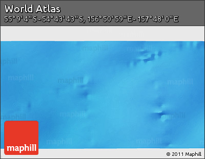 Shaded Relief 3D Map of the Area around 54° 56' 24" S, 157° 19' 29" E