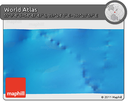 Physical 3D Map of the Area around 54° 56' 24" S, 159° 52' 30" E