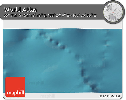 Satellite 3D Map of the Area around 54° 56' 24" S, 159° 52' 30" E