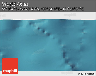 Satellite 3D Map of the Area around 54° 56' 24" S, 159° 52' 30" E