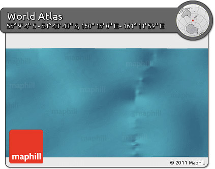 Satellite 3D Map of the Area around 54° 56' 24" S, 160° 43' 29" E