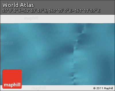 Satellite 3D Map of the Area around 54° 56' 24" S, 160° 43' 29" E