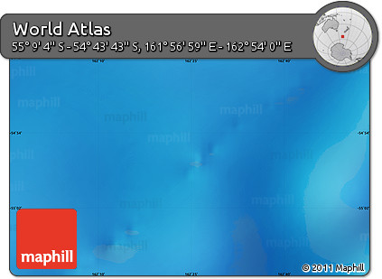 Physical Map of the Area around 54° 56' 24" S, 162° 25' 30" E