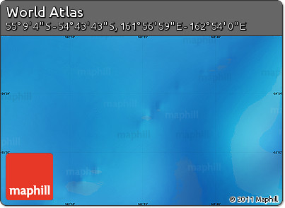 Physical Map of the Area around 54° 56' 24" S, 162° 25' 30" E