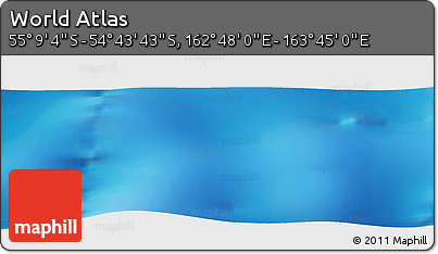 Physical Panoramic Map of the Area around 54° 56' 24" S, 163° 16' 30" E