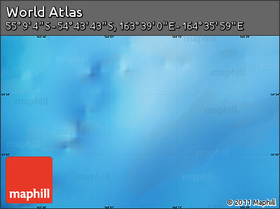 Physical Map of the Area around 54° 56' 24" S, 164° 7' 30" E