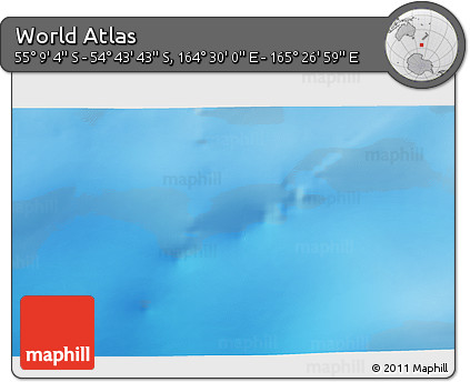 Physical 3D Map of the Area around 54° 56' 24" S, 164° 58' 29" E