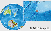 Physical Location Map of the area around 54° 56' 24" S, 164° 58' 29" E