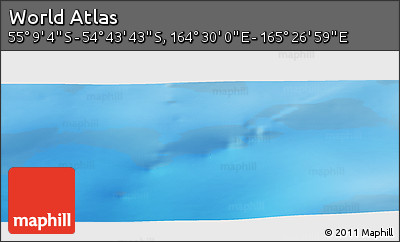Physical Panoramic Map of the Area around 54° 56' 24" S, 164° 58' 29" E