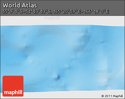 Physical 3D Map of the Area around 54° 56' 24" S, 165° 49' 29" E