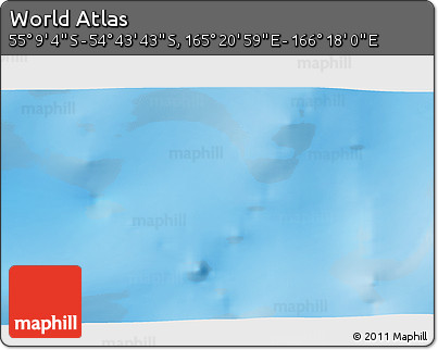 Physical 3D Map of the Area around 54° 56' 24" S, 165° 49' 29" E