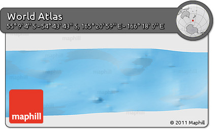 Physical Panoramic Map of the Area around 54° 56' 24" S, 165° 49' 29" E