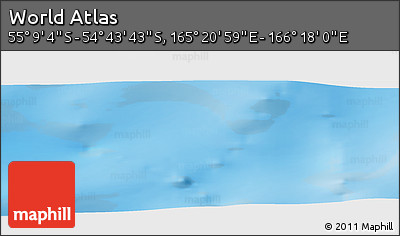 Physical Panoramic Map of the Area around 54° 56' 24" S, 165° 49' 29" E