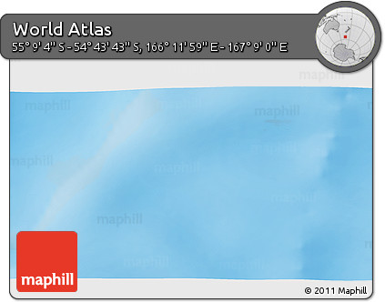 Shaded Relief 3D Map of the Area around 54° 56' 24" S, 166° 40' 30" E