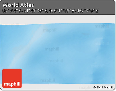 Shaded Relief 3D Map of the Area around 54° 56' 24" S, 166° 40' 30" E