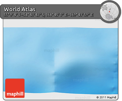 Physical 3D Map of the Area around 54° 56' 24" S, 169° 13' 29" E