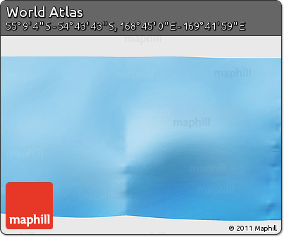 Physical 3D Map of the Area around 54° 56' 24" S, 169° 13' 29" E