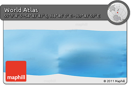 Physical Panoramic Map of the Area around 54° 56' 24" S, 169° 13' 29" E