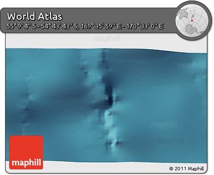 Satellite 3D Map of the Area around 54° 56' 24" S, 170° 4' 29" E