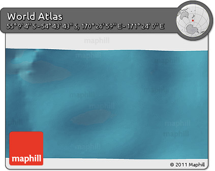 Satellite 3D Map of the Area around 54° 56' 24" S, 170° 55' 30" E