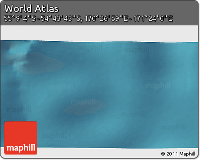 Satellite 3D Map of the Area around 54° 56' 24" S, 170° 55' 30" E