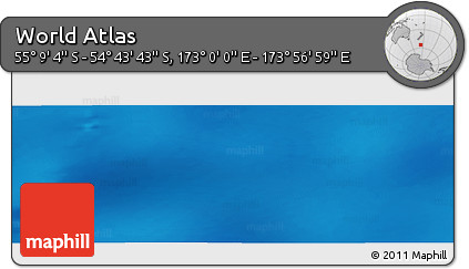 Physical Panoramic Map of the Area around 54° 56' 24" S, 173° 28' 29" E