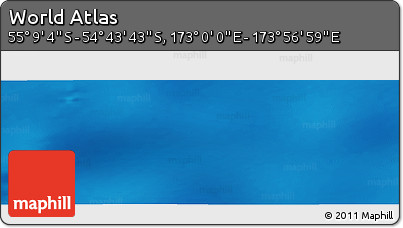 Physical Panoramic Map of the Area around 54° 56' 24" S, 173° 28' 29" E