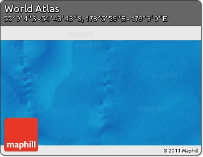Physical 3D Map of the Area around 54° 56' 24" S, 178° 34' 29" E