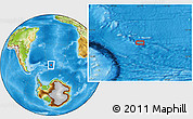 Physical Location Map of the area around 54° 56' 24" S, 21° 10' 29" W
