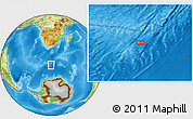 Physical Location Map of the area around 54° 56' 24" S, 24° 43' 30" E
