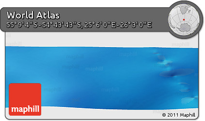 Physical Panoramic Map of the Area around 54° 56' 24" S, 25° 34' 30" E