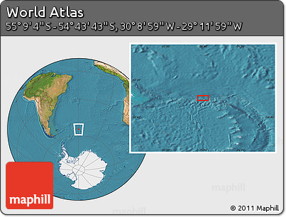Satellite Location Map of the Area around 54° 56' 24" S, 29° 40' 29" W
