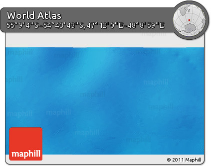 Physical 3D Map of the Area around 54° 56' 24" S, 47° 40' 29" E