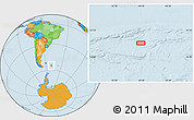 Political Location Map of the area around 54° 56' 24" S, 49° 13' 30" W