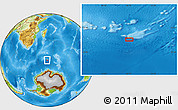 Physical Location Map of the area around 54° 56' 24" S, 50° 13' 30" E
