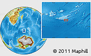 Physical Location Map of the area around 54° 56' 24" S, 51° 55' 29" E