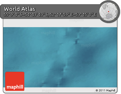 Satellite 3D Map of the Area around 54° 56' 24" S, 52° 46' 29" E